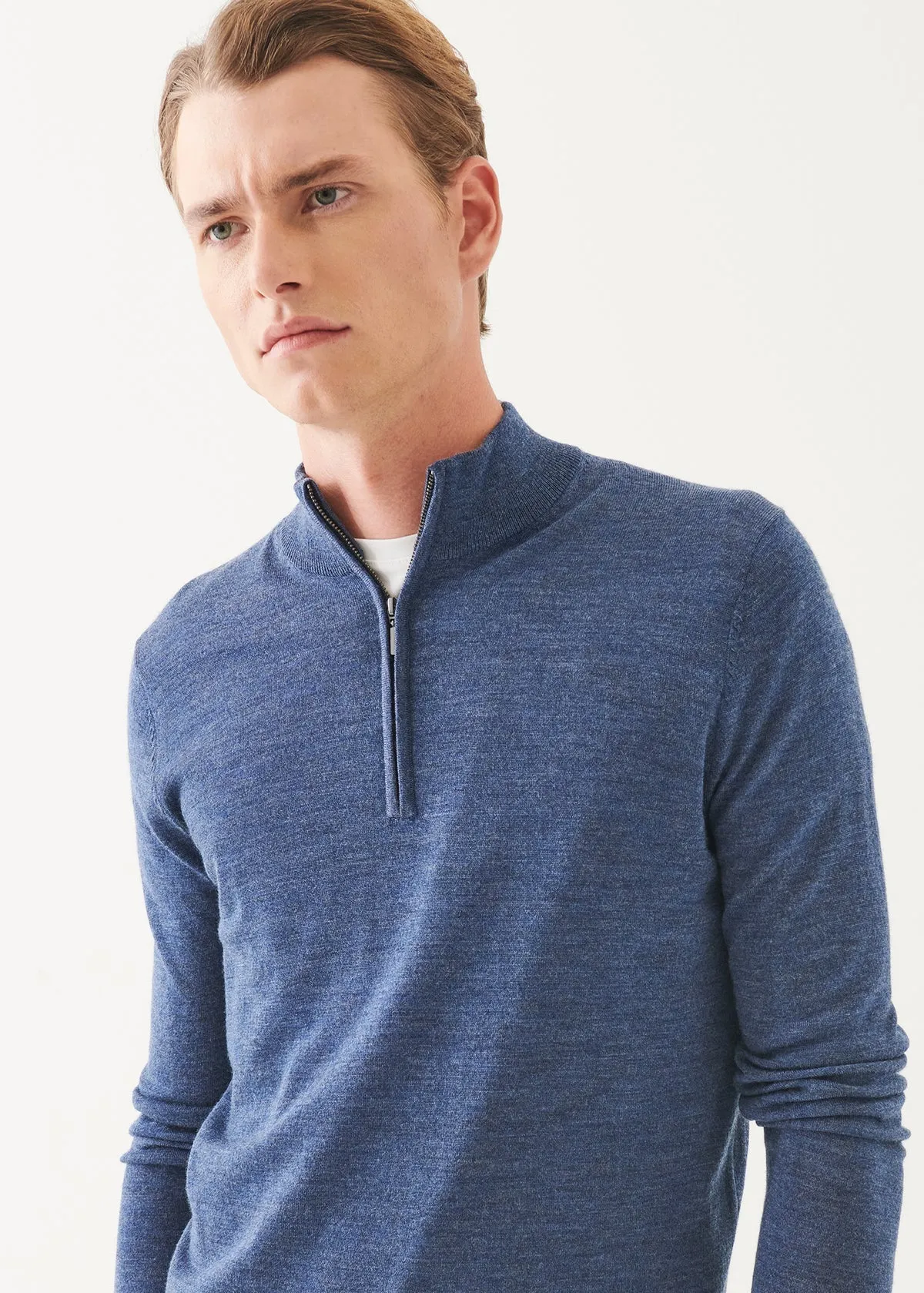 14GG MERINO 1/4 ZIP MOCK NECK SWEATER