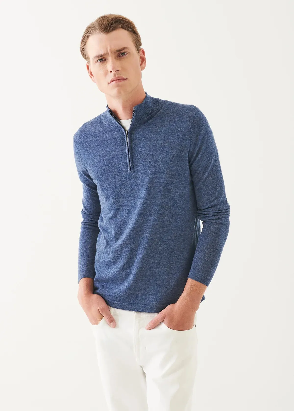 14GG MERINO 1/4 ZIP MOCK NECK SWEATER