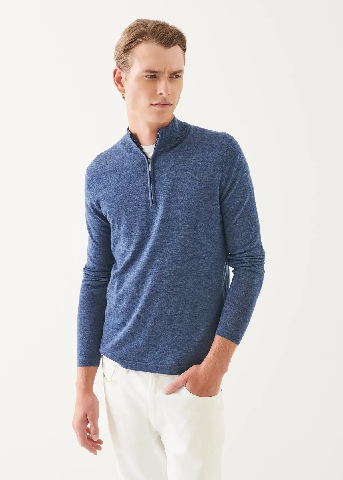 14GG MERINO 1/4 ZIP MOCK NECK SWEATER