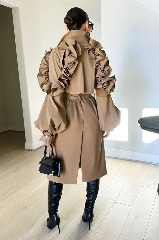 All the Frills- Ruffles Trench Coat- Regular Size