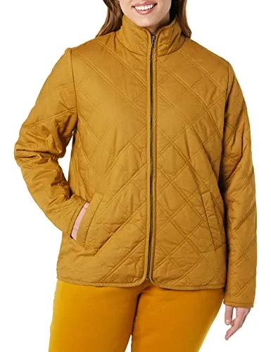 Amazon Essentials Women's Lightweight Padded Jacket, Dark Camel, Medium