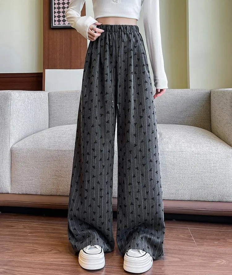 Annette Bow Print Wide-Leg Pants