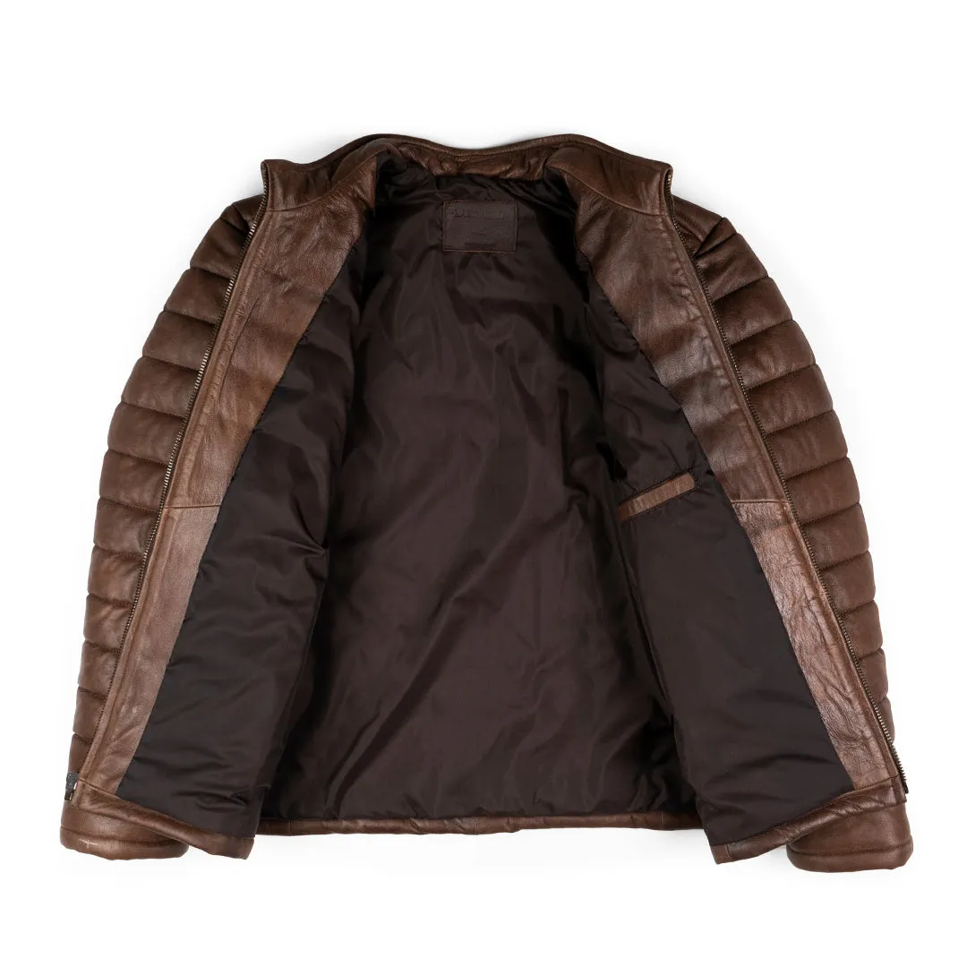 ASPEN RIDGE QUILTED  LEATHER JACKET - CHOCOLATE