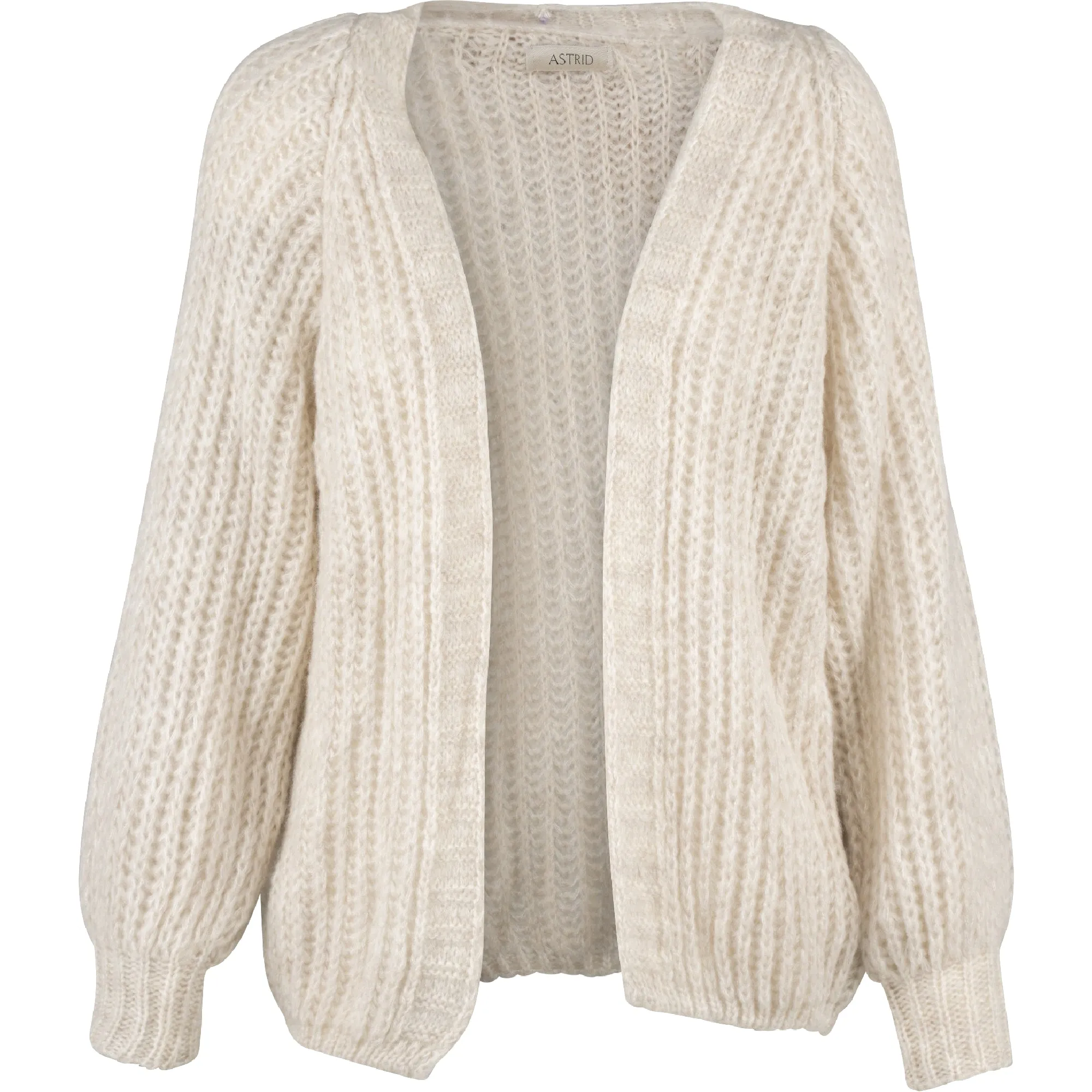 Astrid – Ladies Open-Front Knit Cardigan – Oatmeal