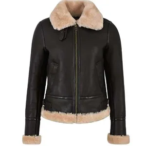 Aviator Sheepskin Leather Jacket for Women