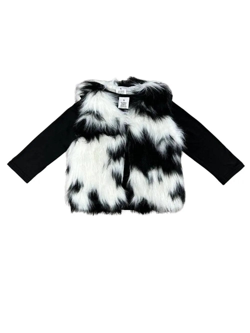 Black & White 2 Piece Girls Fur Vest Set