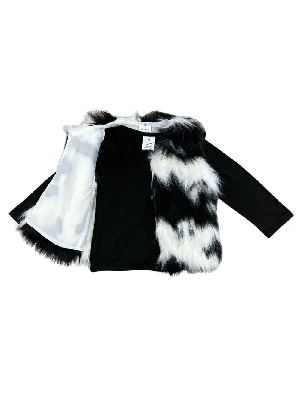 Black & White 2 Piece Girls Fur Vest Set