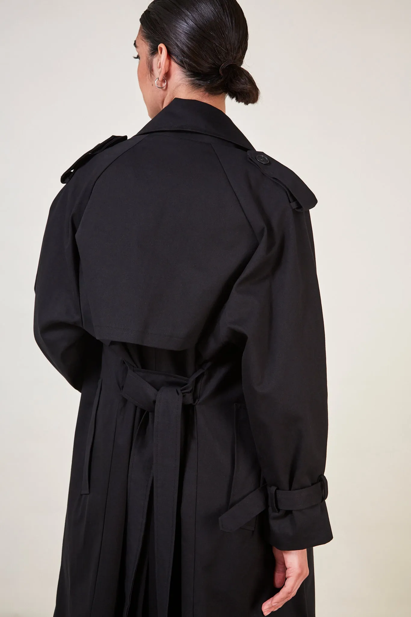 Black classic double breasted trench coat