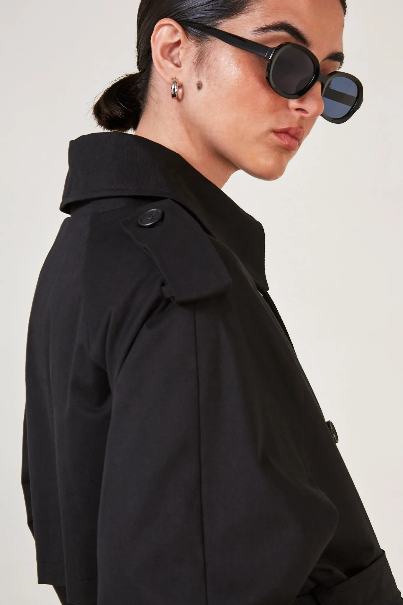 Black classic double breasted trench coat