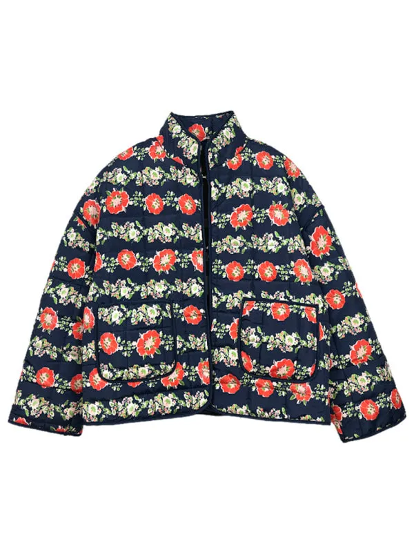 Blue Zone Planet |  Bella's Loose Floral Print Quilted Thin Coat Jacket