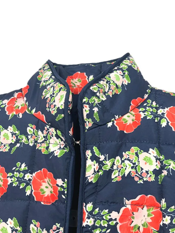 Blue Zone Planet |  Bella's Loose Floral Print Quilted Thin Coat Jacket