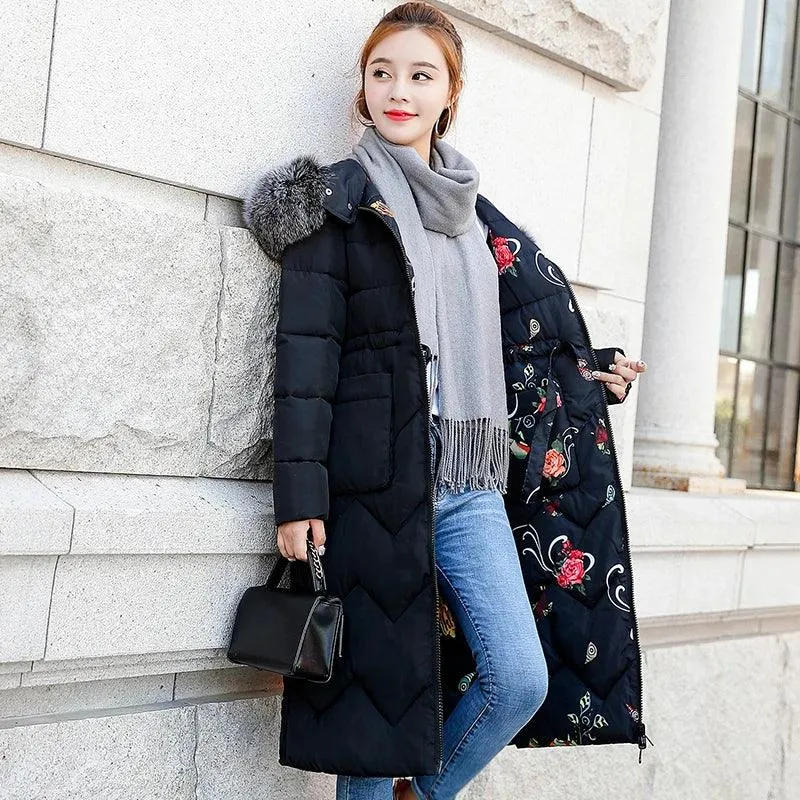 Both Two Sides Can Be Wore 2019 Women Winter Jacket New Arrival With Fur Hooded Long Coat Cotton Padded Warm Parka Womens Parkas