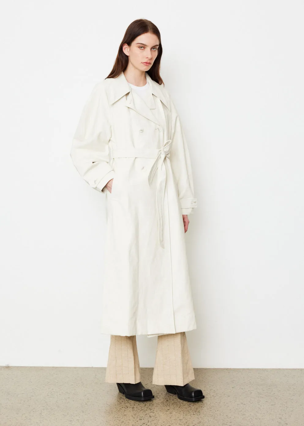 Coated Linen Trench