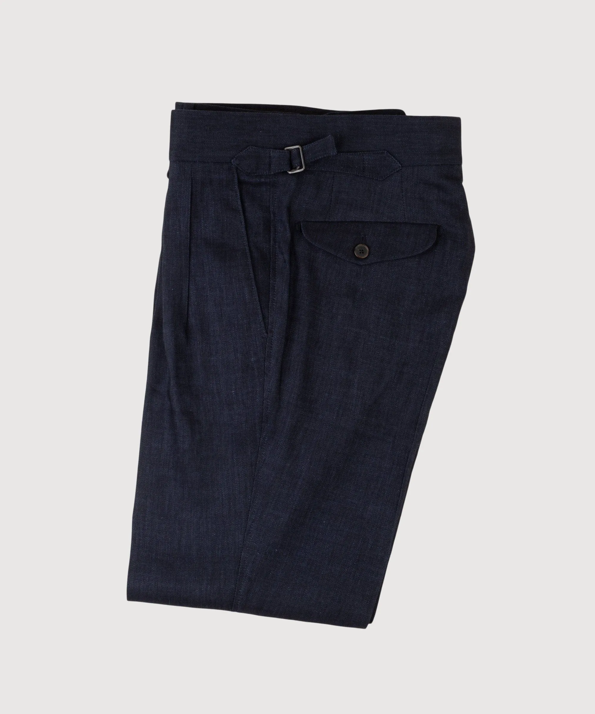 Denim Twill Pleated Dinner Trousers