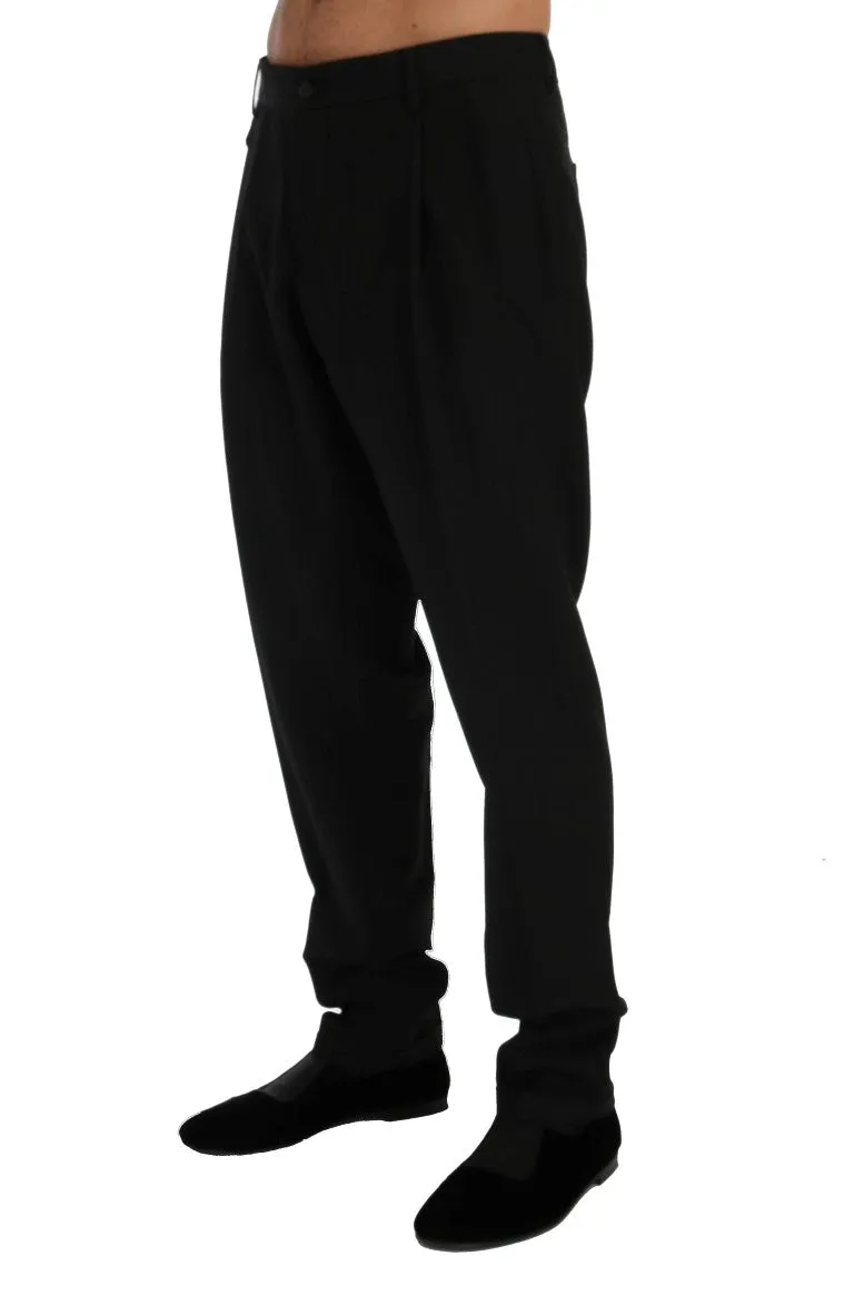 Dolce & Gabbana Elegant Black Striped Straight Fit Dress Pants