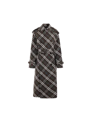 Double-breasted Check Trench Coat