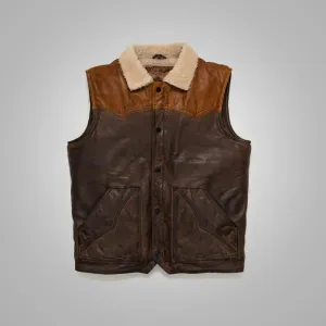 Elysor Shearling Lined Leather Vest