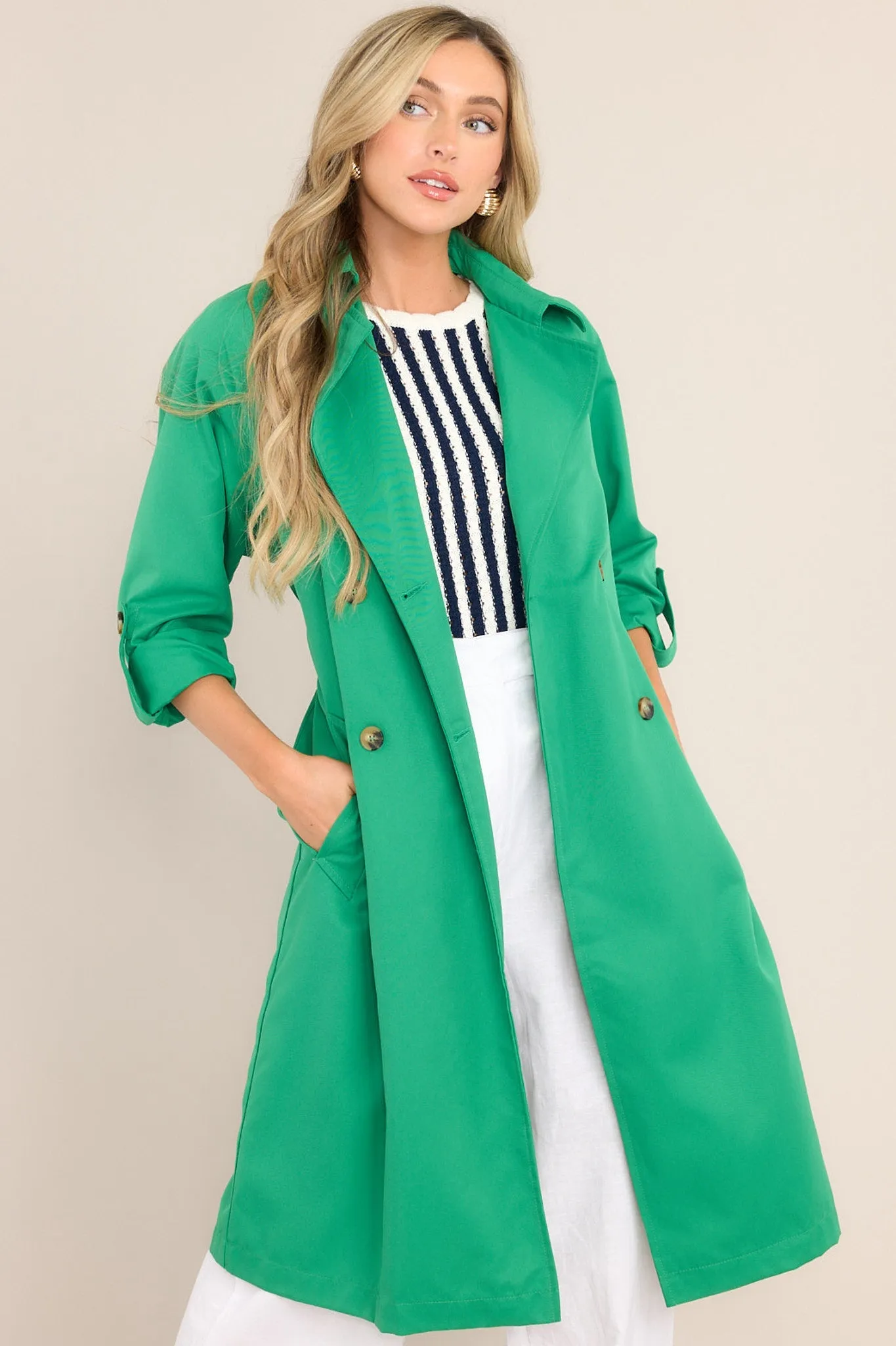 Feeling Lucky Kelly Green Trench Coat