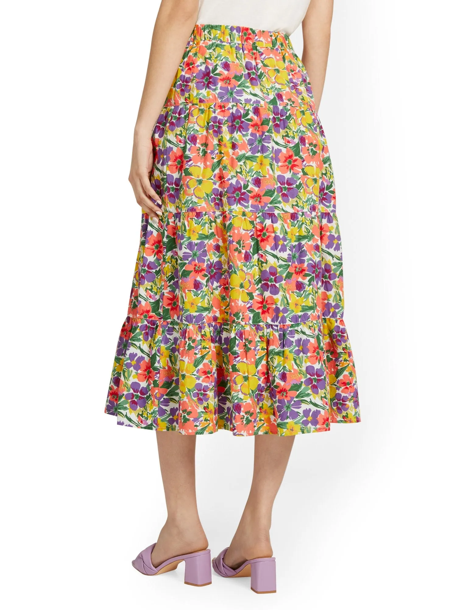 Floral Tiered Midi Skirt