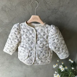 Florrie Floral Cotton Quilted Jacket (Light Blue)