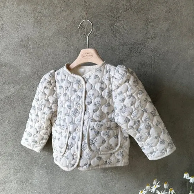 Florrie Floral Cotton Quilted Jacket (Light Blue)