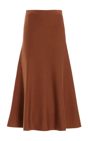 Freddie Knit Midi Skirt in Cognac Merino Wool Cashmere