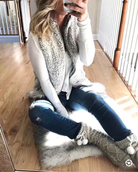 Fuzzy Faux Fur Winter Outerwear Sherpa Fleece Vest