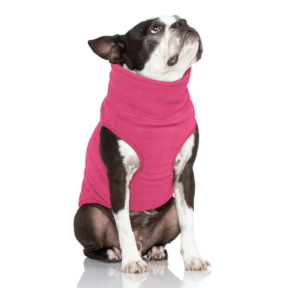 half zip-up fleece vest - pink