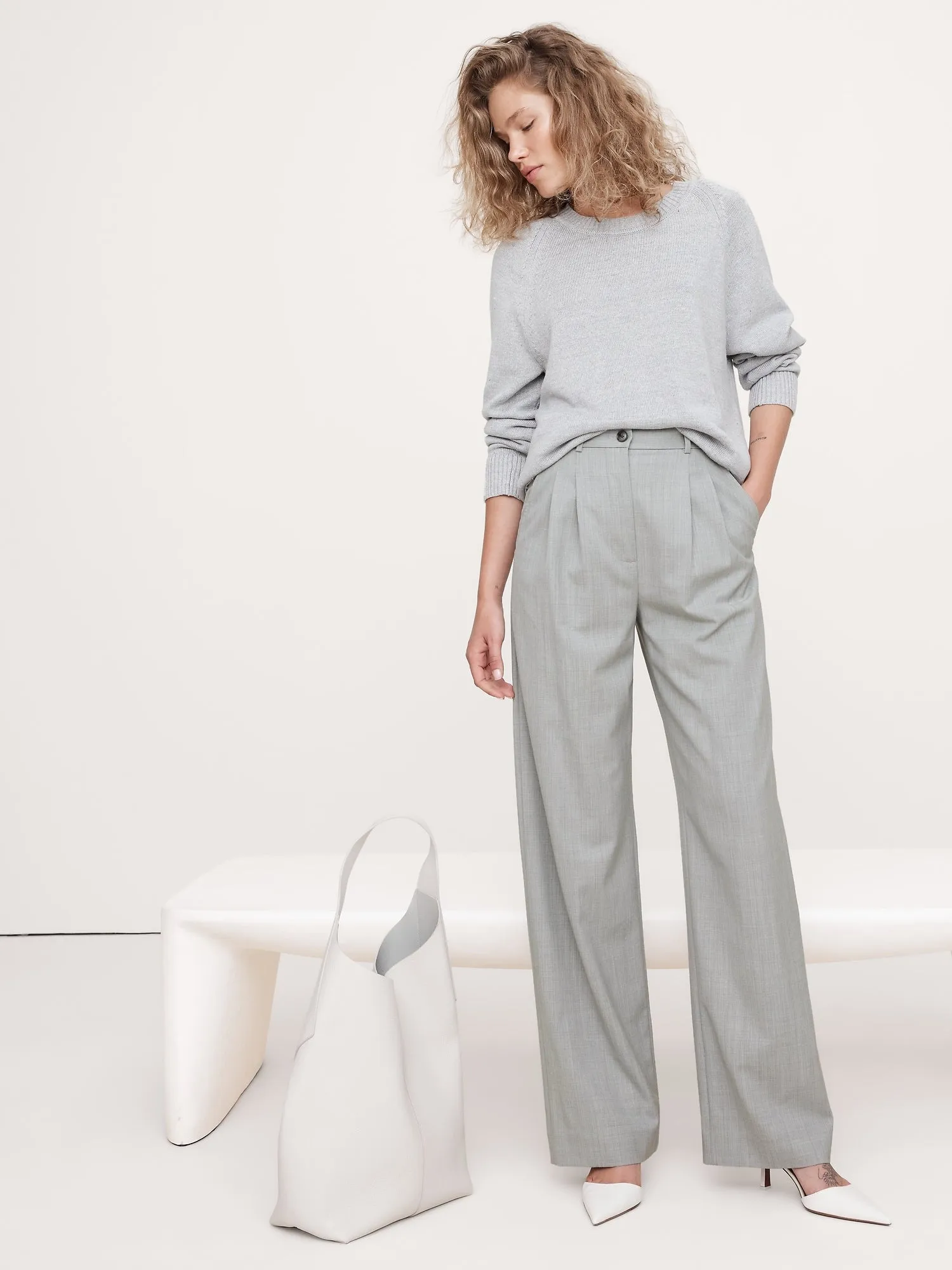 High-Rise Wide-Leg Wool Pant