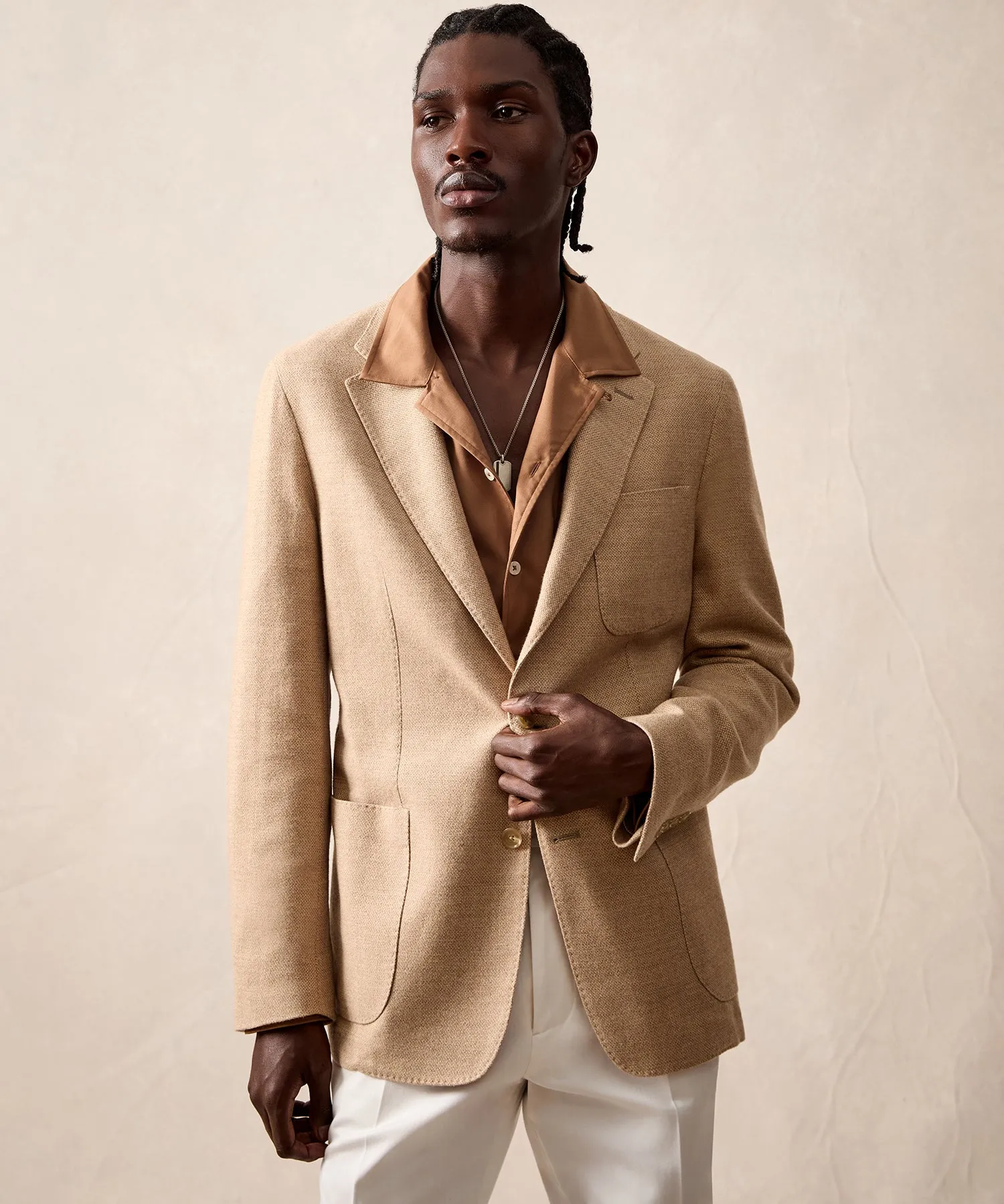 Italian Cotton Wool Sport Coat in Wheat