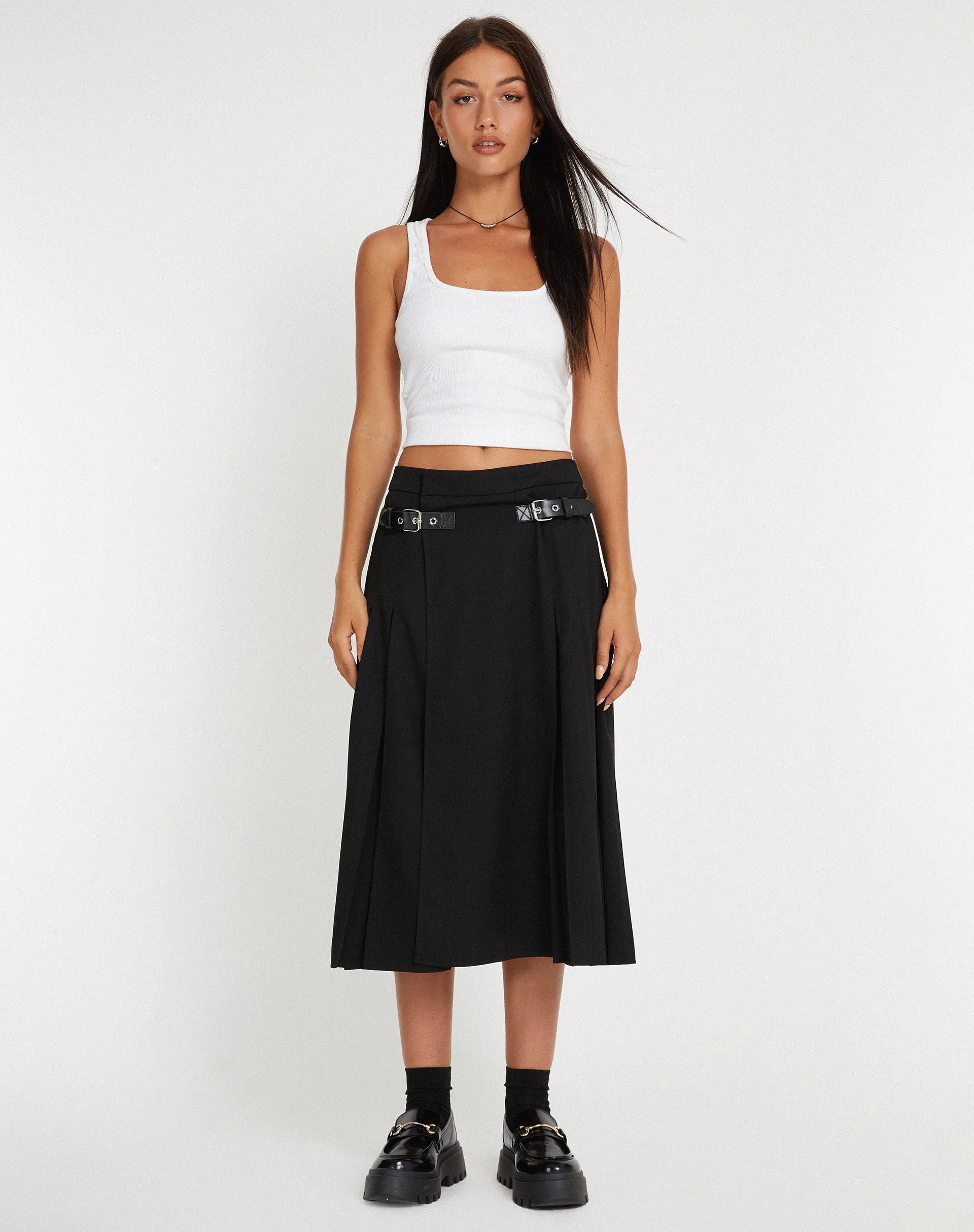 Kozani Midi Skirt in Black