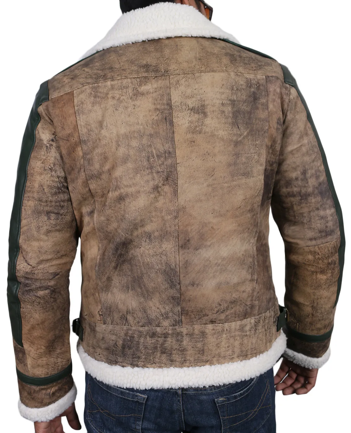 Leather Jackets Hub Mens Genuine Lambskin Leather Jacket (Lamb-Jungle-Green, Aviator Jacket) - 1701023