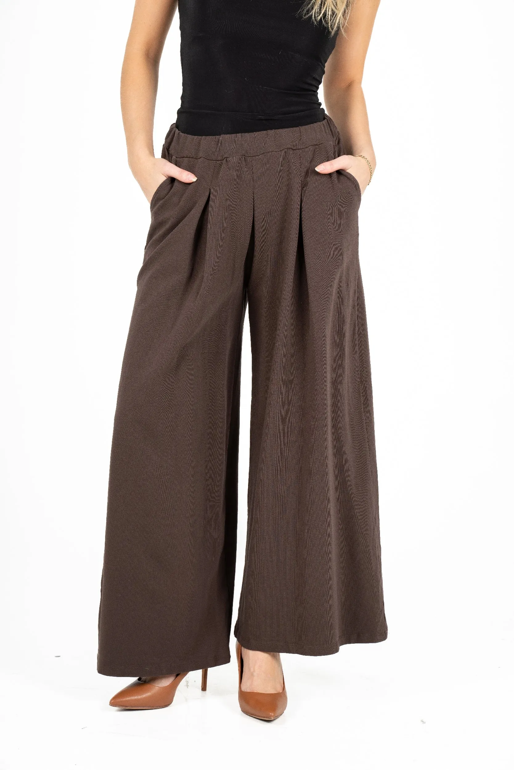 M Made in Italy – Wide-Leg Knit Pull-On Pants With Side Seam Pockets