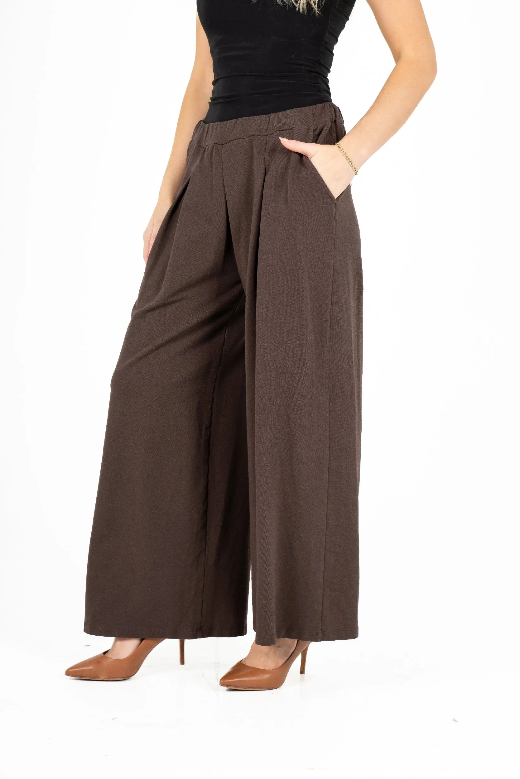 M Made in Italy – Wide-Leg Knit Pull-On Pants With Side Seam Pockets