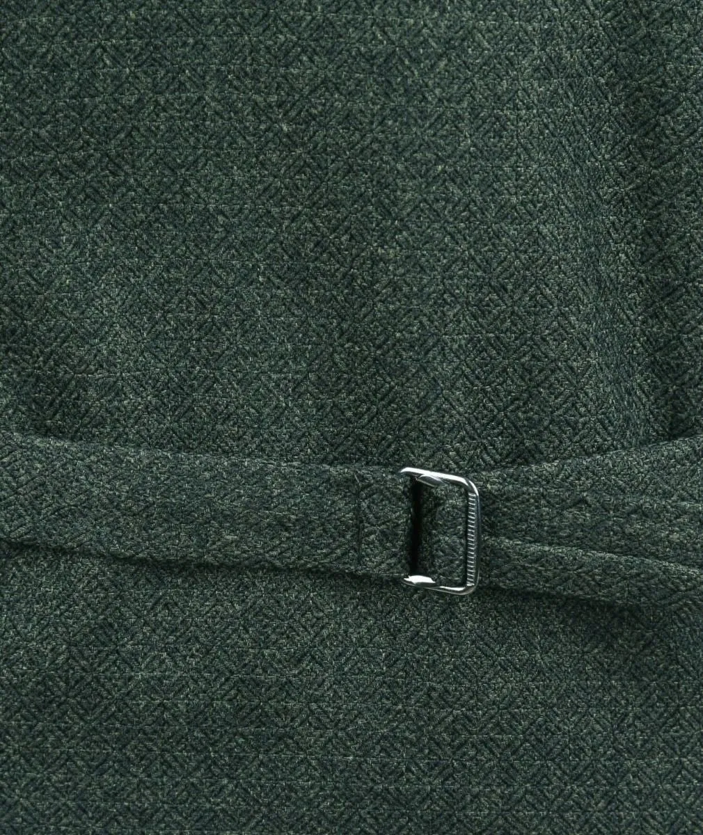 Men's and Boys Herringbone Tweed Double-breasted Waistcoat - ALPINI - Green