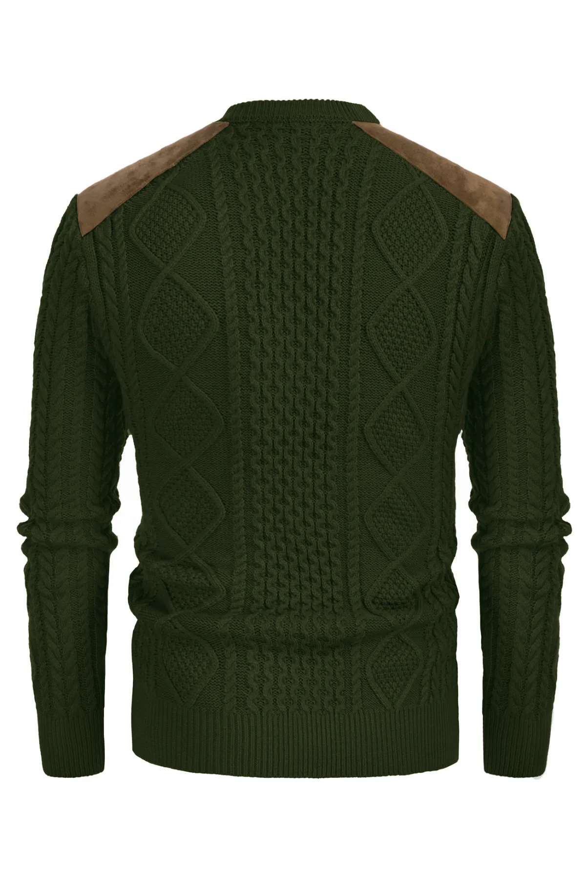 Men's Military Pullover Sweater Crewneck Vintage Cable Knit Casual Sweater