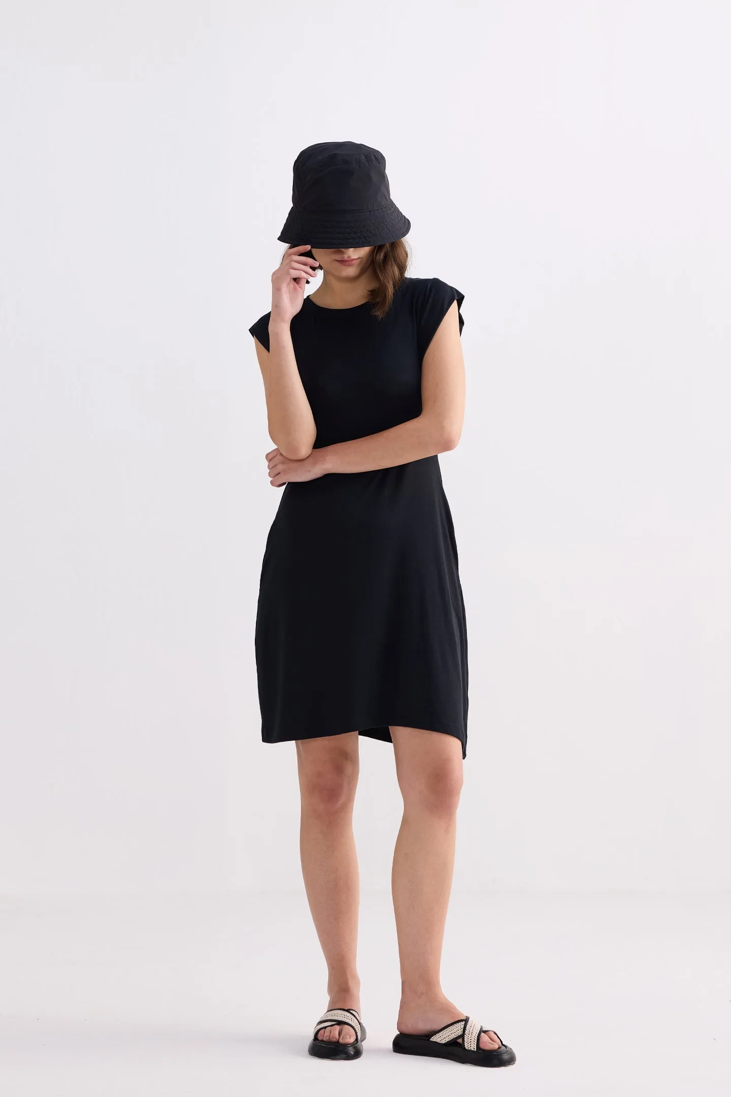 Muscle Tee Short Dress in Black