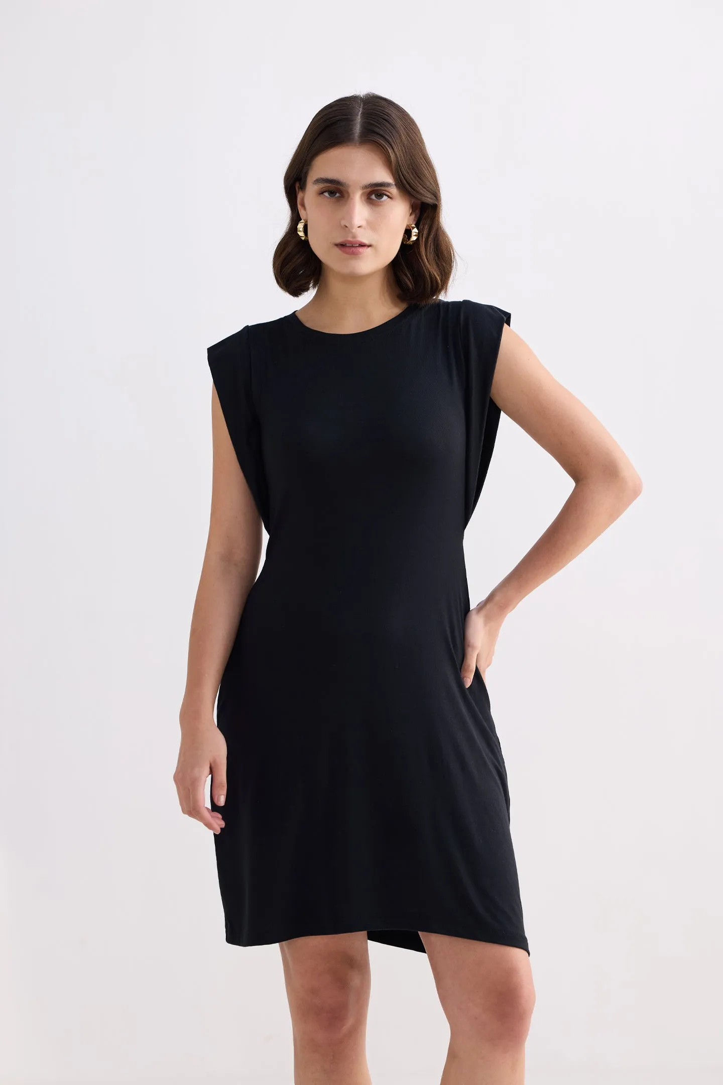 Muscle Tee Short Dress in Black