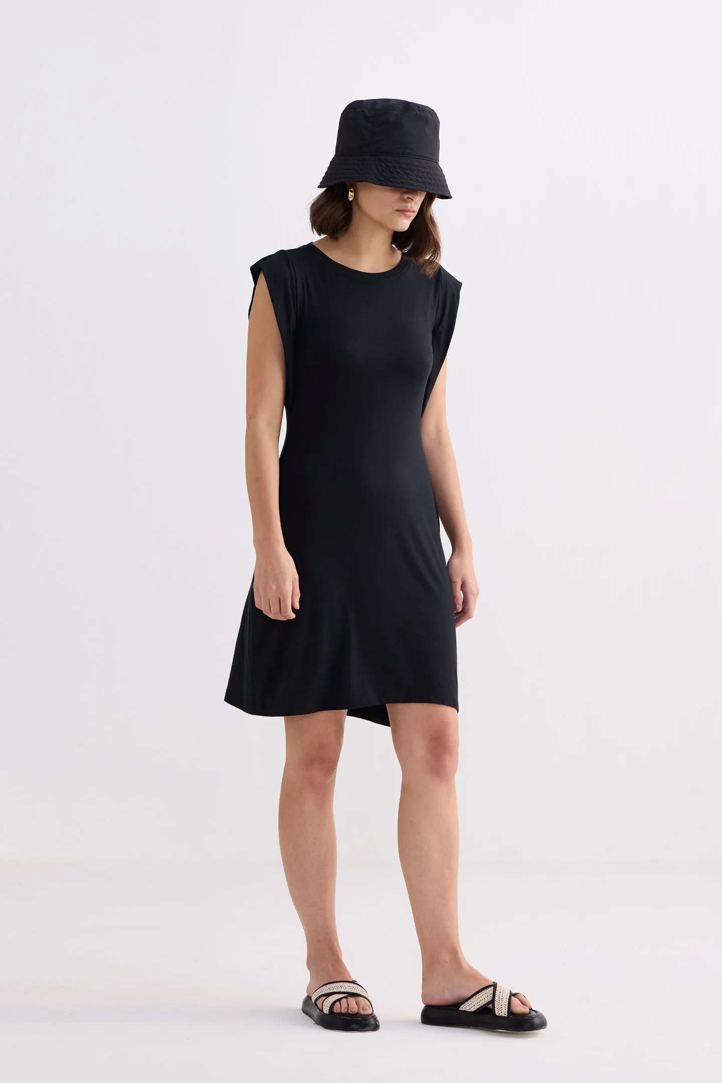 Muscle Tee Short Dress in Black