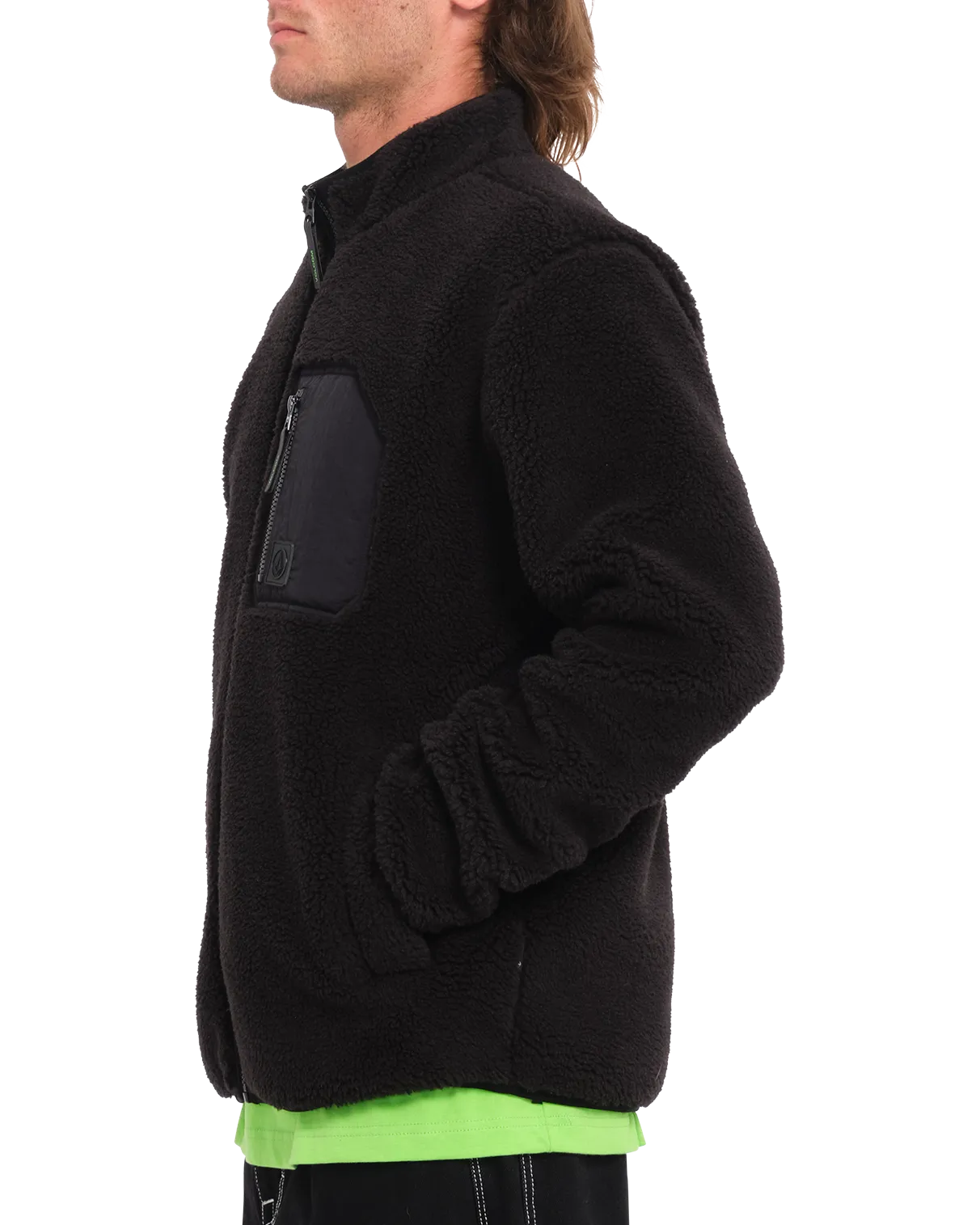 Muzzer Fuzzar Zip Fleece Jacket in Black