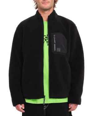 Muzzer Fuzzar Zip Fleece Jacket in Black