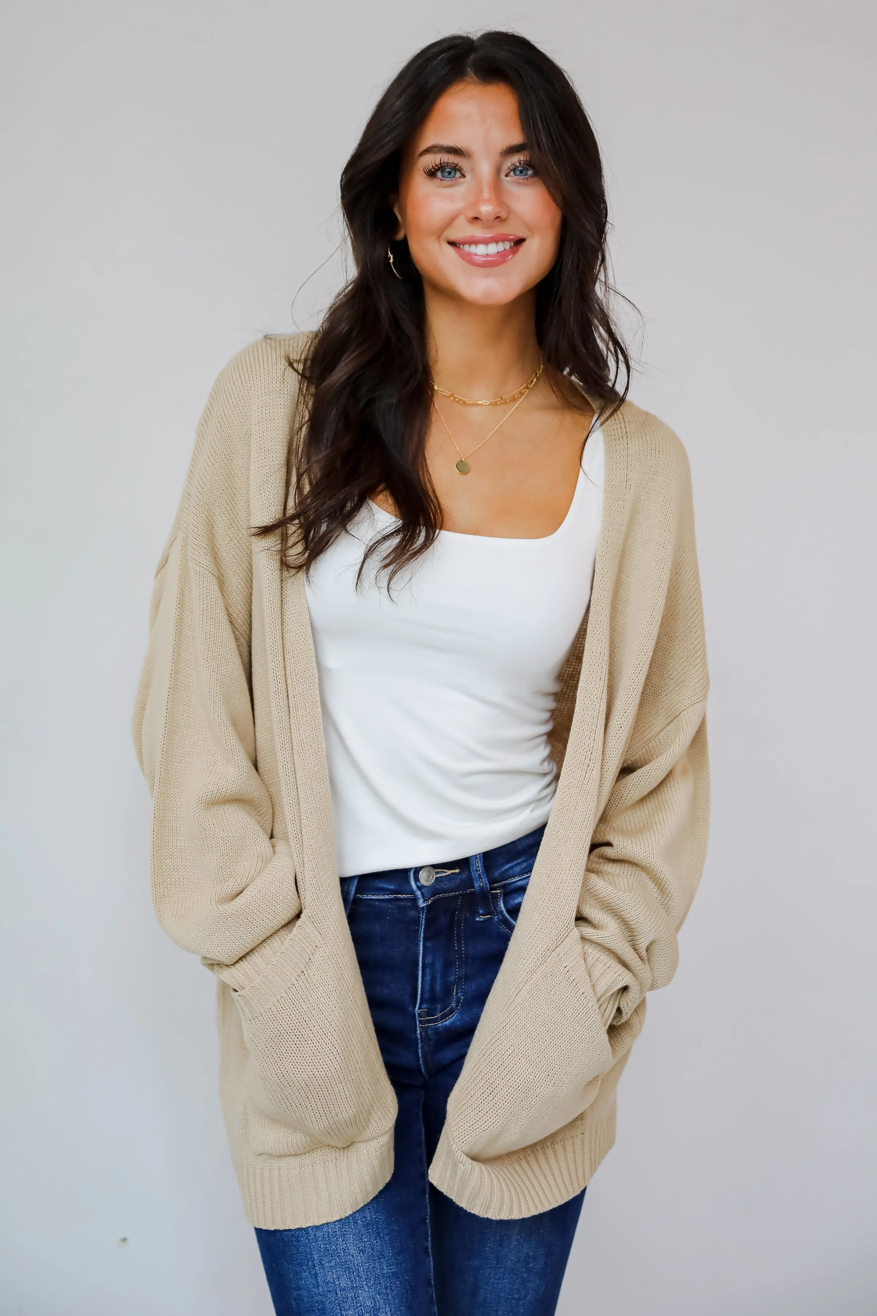 Passionately Cozy Taupe Cardigan