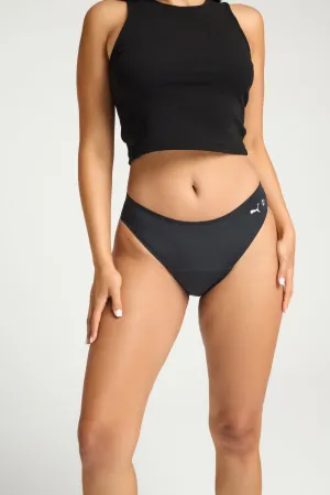 Puma X Modibodi Seamfree Active Bikini Moderate-Heavy Onyx Grey