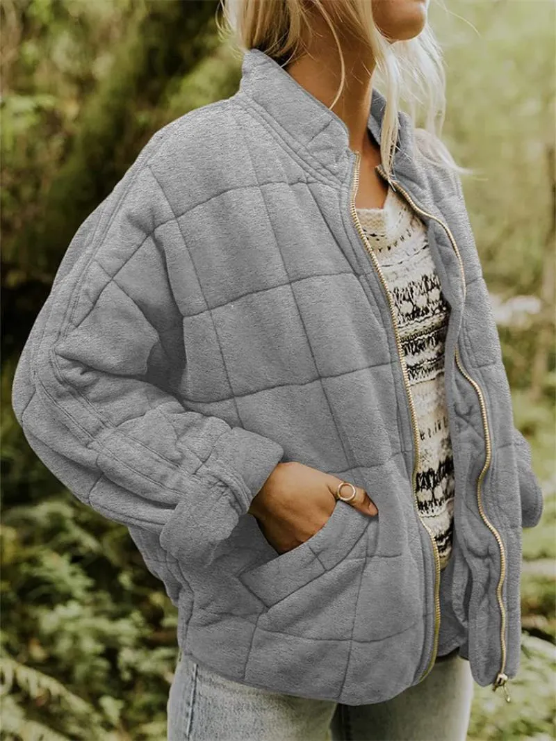 Quilted Fleece Zip-Up Jacket – Cozy and Lightweight Winter