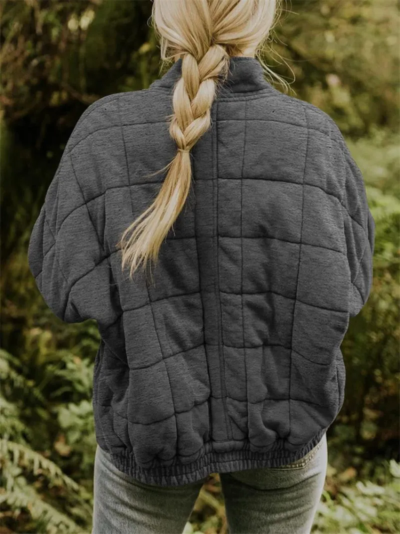 Quilted Fleece Zip-Up Jacket – Cozy and Lightweight Winter