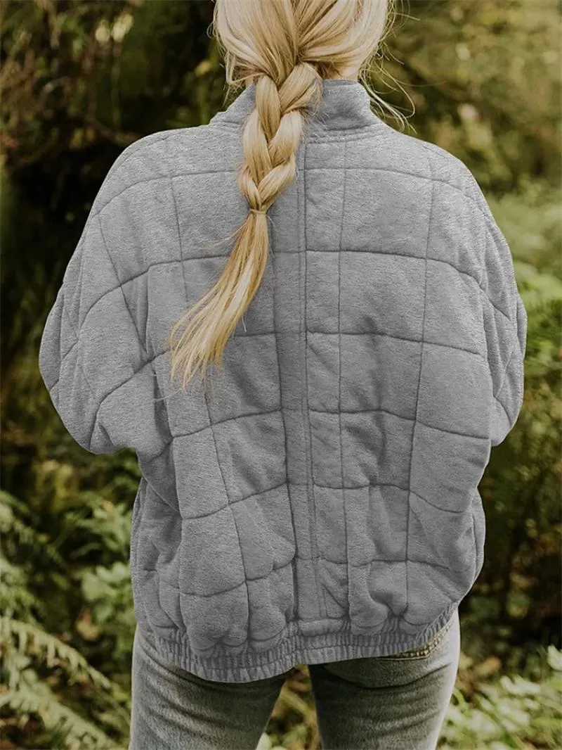 Quilted Fleece Zip-Up Jacket – Cozy and Lightweight Winter