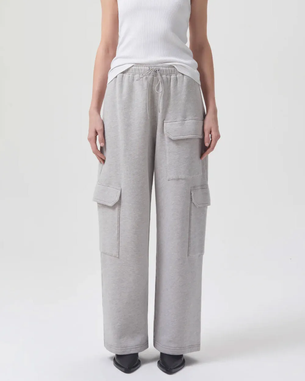 Ramsey Wide Leg Sweatpant in Heather Grey