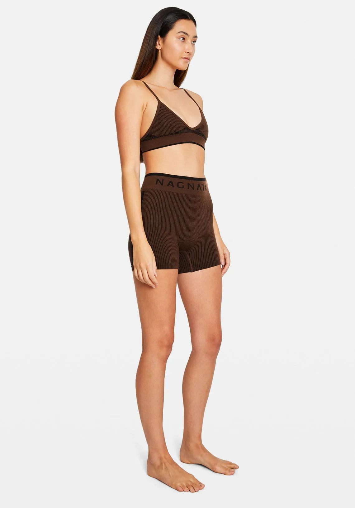 RIB MINI SHORT CACAO/BLACK