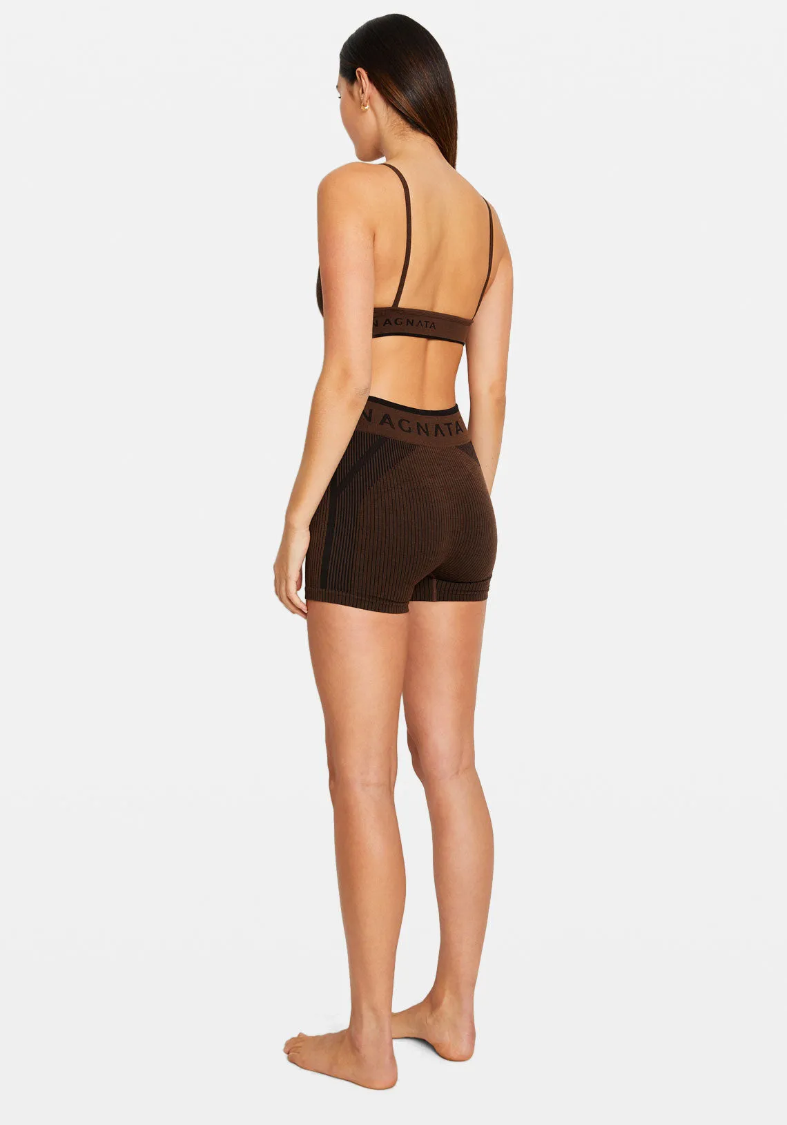 RIB MINI SHORT CACAO/BLACK