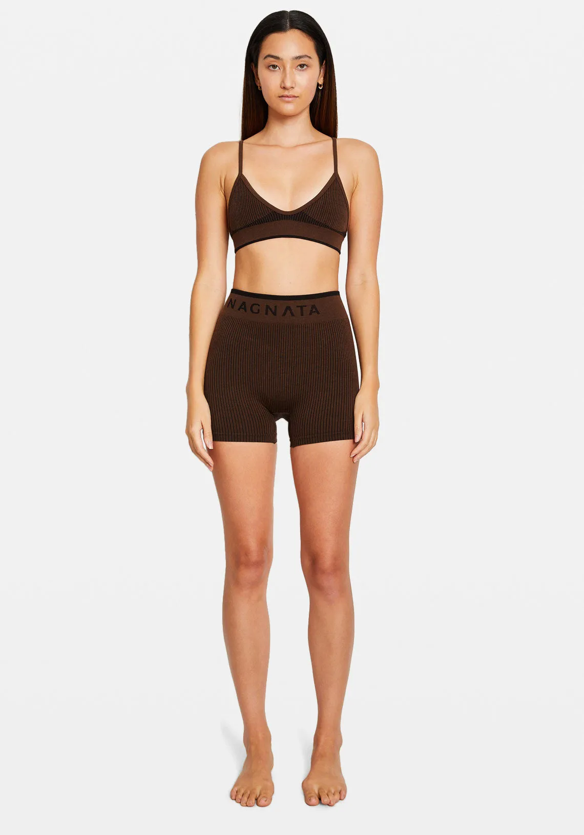 RIB MINI SHORT CACAO/BLACK